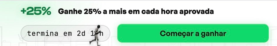 Banner do bônus Blitz de mais 25% em cada hora aprovada, com contador de tempo restante