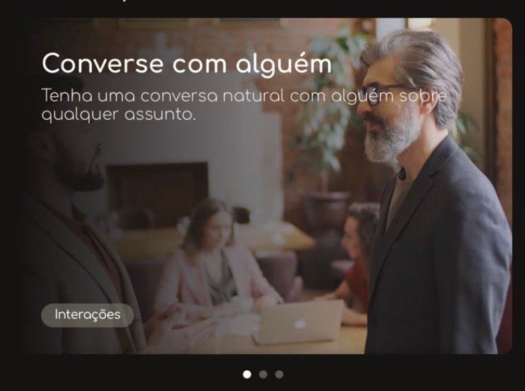 Card da tarefa Converse com alguém no app, com a descrição e a etiqueta Interações