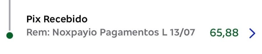 Comprovante de PIX de R$ 65,88 recebido em saque do Hub Data